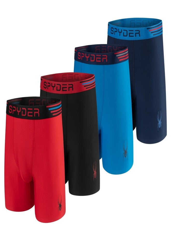 Spyder Mens Boxer Briefs 4 Pack Poly Spandex Performance Underwear/Bonded Hem Boxer Briefs (Red/Navy/Black/Blue, Medium) - Image 1